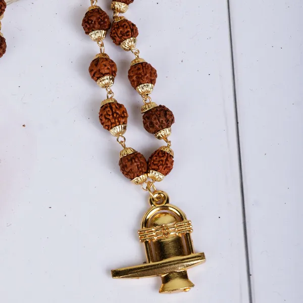 Modern_Gold_Plated_Rudraksha_Mala_With_Shiv_Ling_Pendant